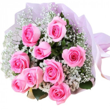 Rozā rožu pušķis 50 cm 