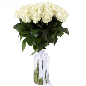 Длинные белые розы 70 см (количество цветов на выбор)