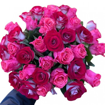Red and pink roses 40 cm (select the number of flowers)