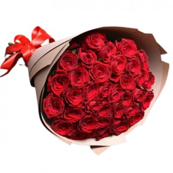 35 красных роз в крафт бумаге (50 см)