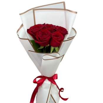 Bouquet of 5 red roses 50 cm