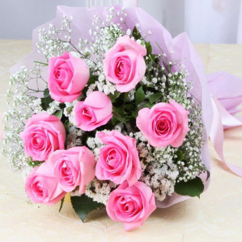 Rozā rožu pušķis 50 cm 