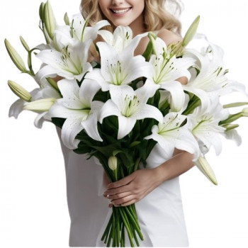 5 White Lilies