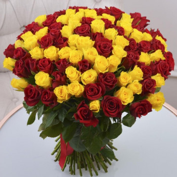 101 yellow and red roses 50 cm