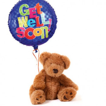 Teddy with balloon Get well soon