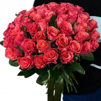 51 розовая роза 40 см